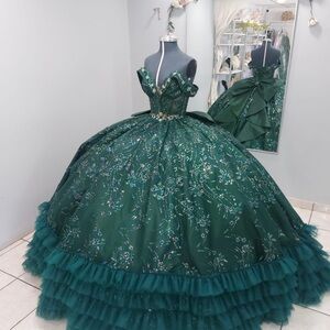 Elegant Green Quinceńera/Sweet Sixteen  Ball Gown Dress